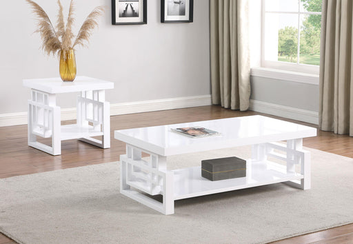 Schmitt 2-piece Coffee and End Table Set White High Gloss