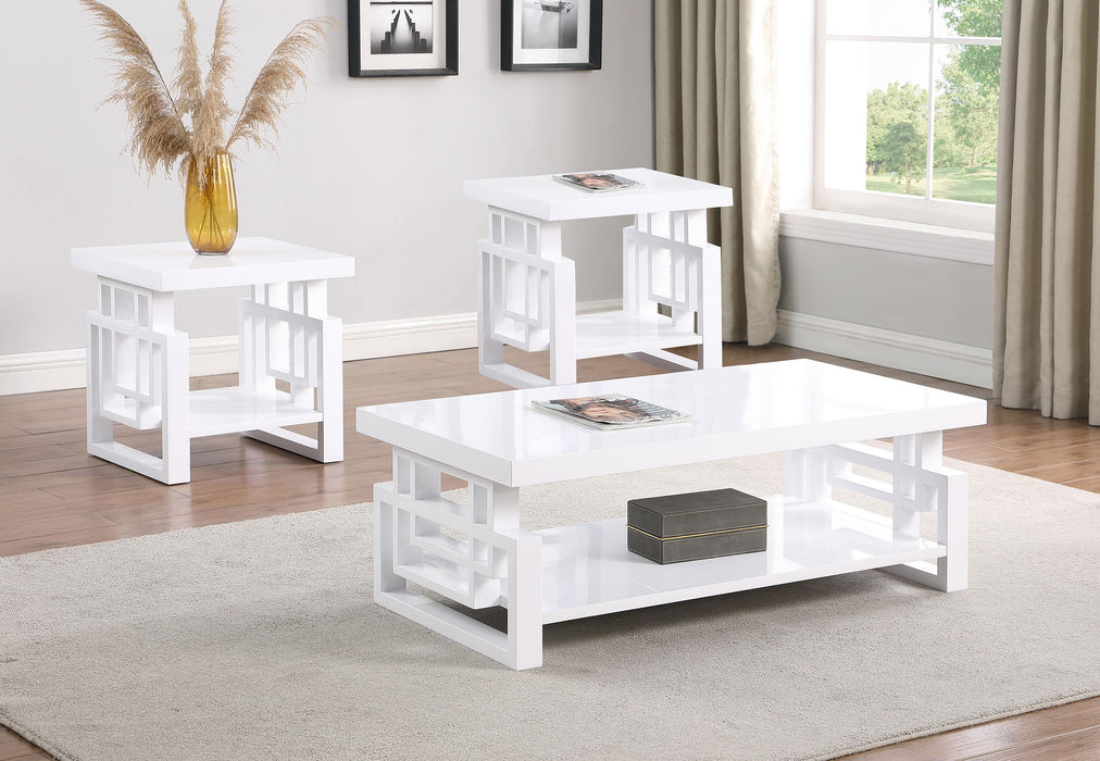 Schmitt 3-piece Coffee and End Table Set White High Gloss