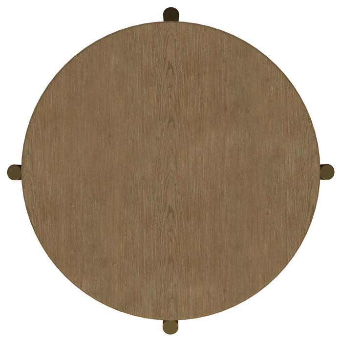 Arini Round End Side Table With Storage Shelf Sand Wash