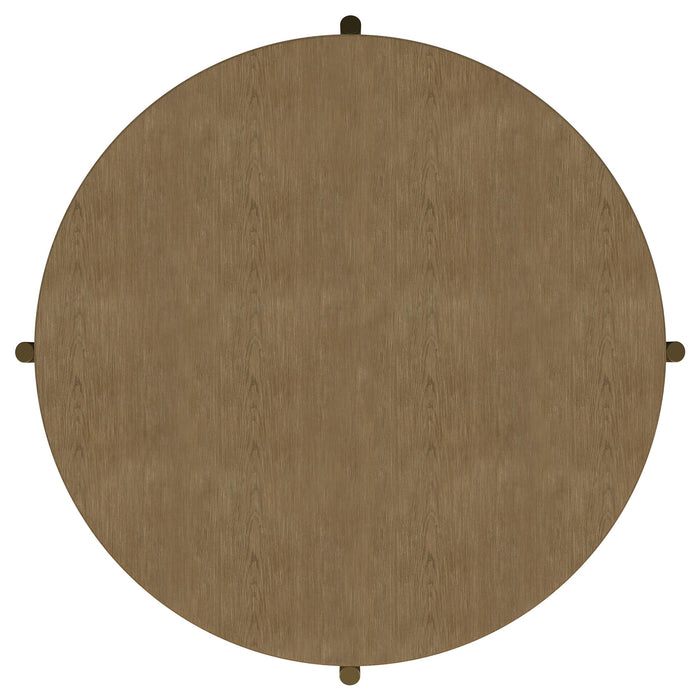 Arini Round Coffee Table With Storage Shelf Sand Wash