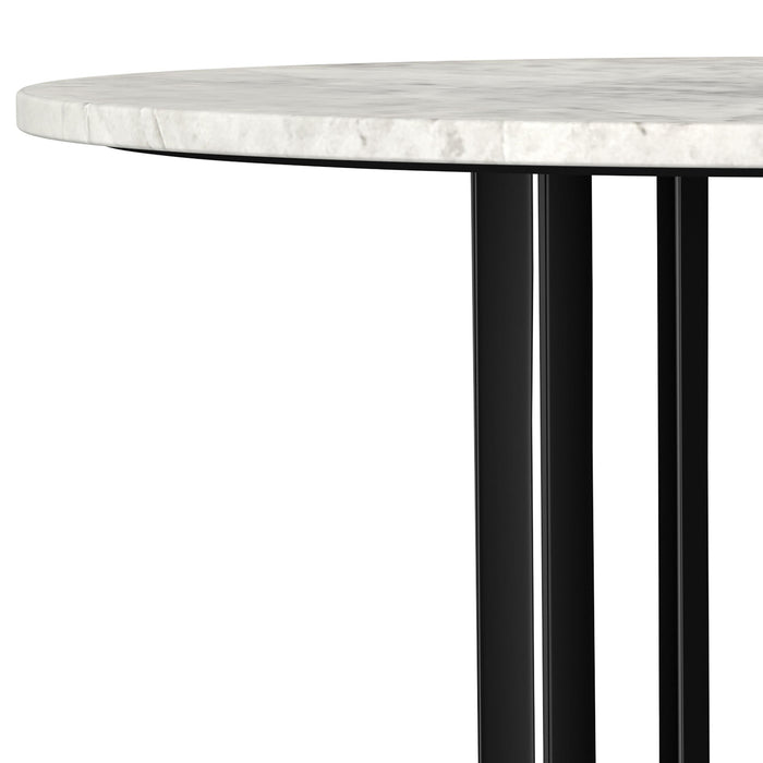 Haven Round Genuine White Marble Top Coffee Table Black