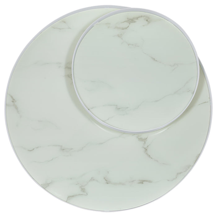 Briggs Round Marble Printed Glass Top Coffee Table White