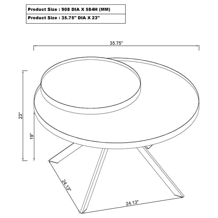 Briggs Round Marble Printed Glass Top Coffee Table White