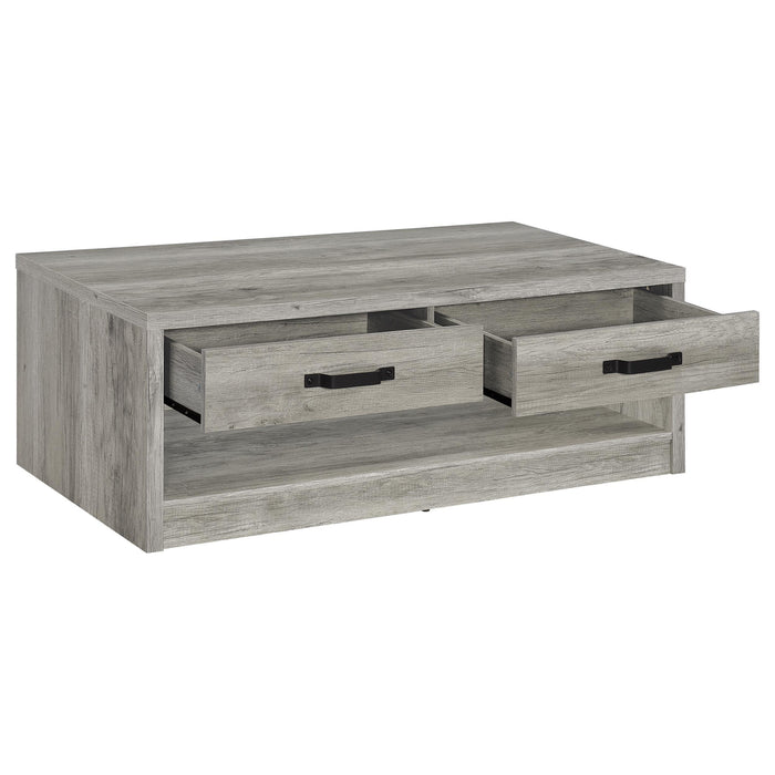 Felix 2-drawer Engineered Wood Coffee Table Grey Driftwood
