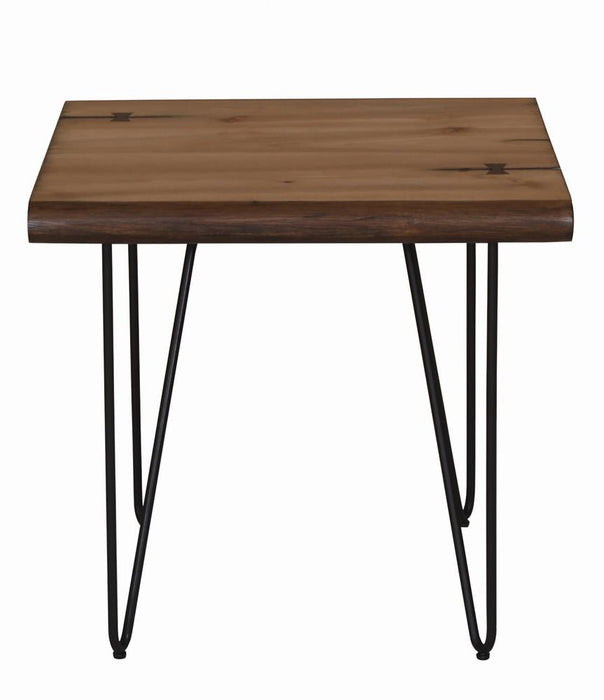 Square Wood Top End Table Natural Honey