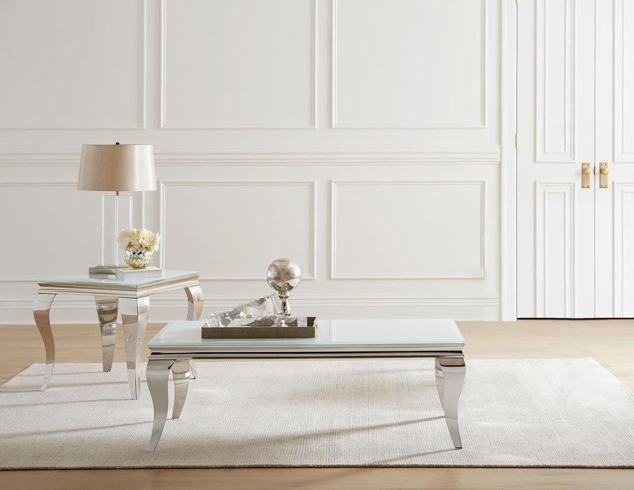 Carone 2-piece Glass Top Coffee and End Table Set White