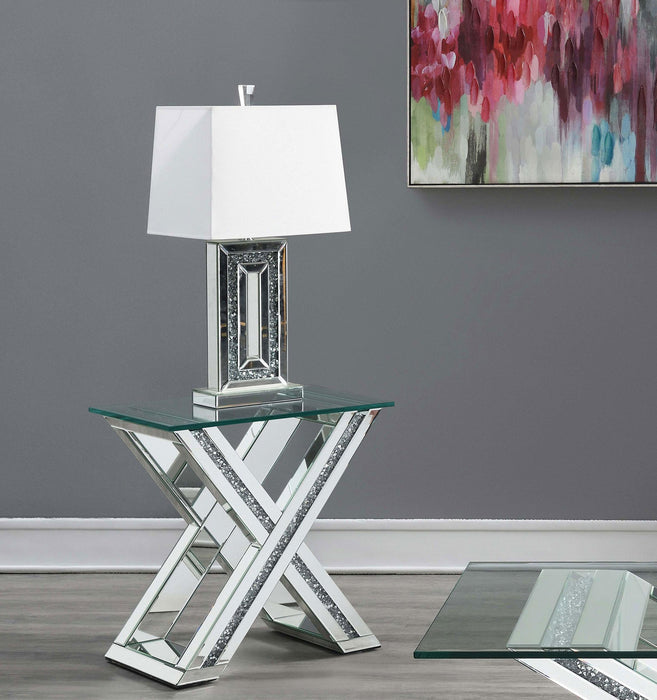 Bonnie Rectangular Mirrored Glass Top End Table Silver