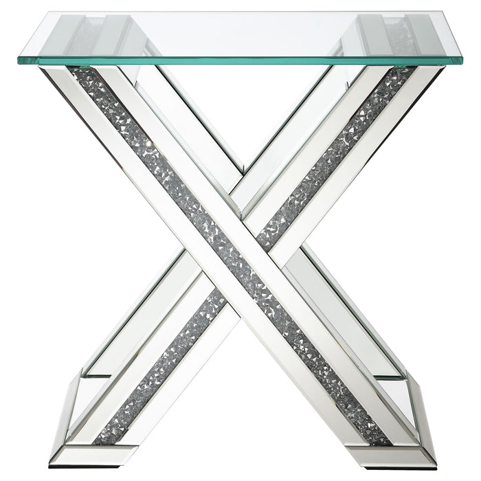 Bonnie Rectangular Mirrored Glass Top End Table Silver