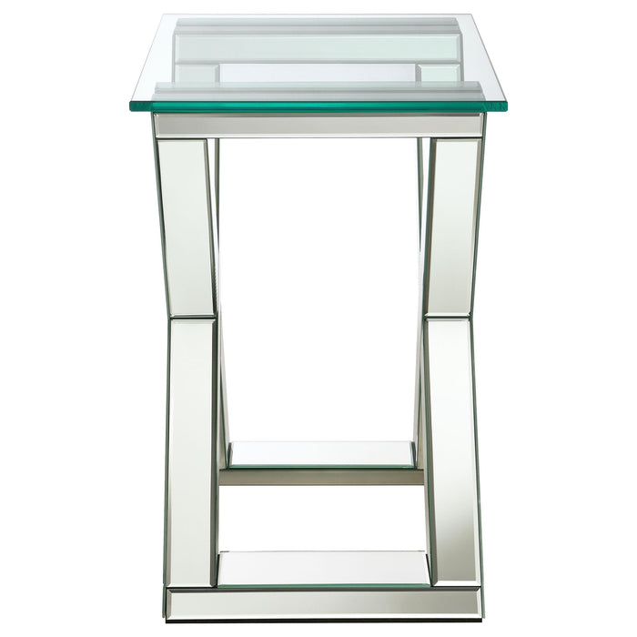 Bonnie Rectangular Mirrored Glass Top End Table Silver
