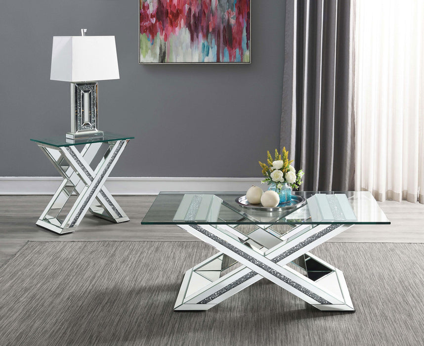Bonnie Rectangular Mirrored Glass Top End Table Silver