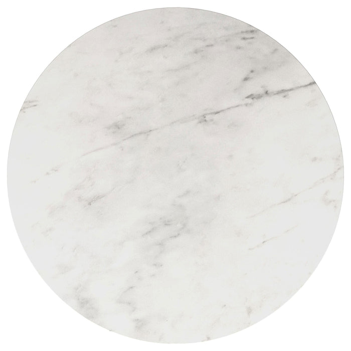 Avon Round Marble Top Stainless Steel Side End Table White