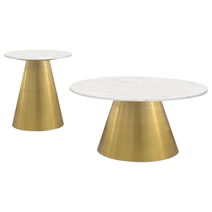 Avon 2-piece Marble Top Coffee and End Table Set White