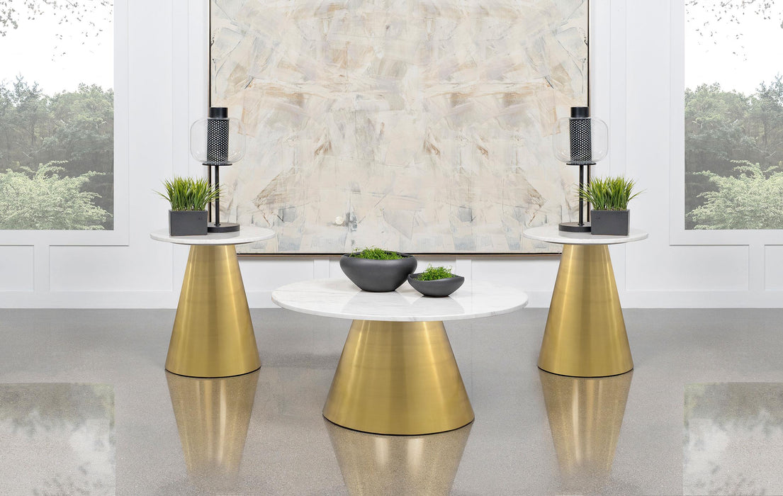 Avon 3-piece Marble Top Coffee and End Table Set White