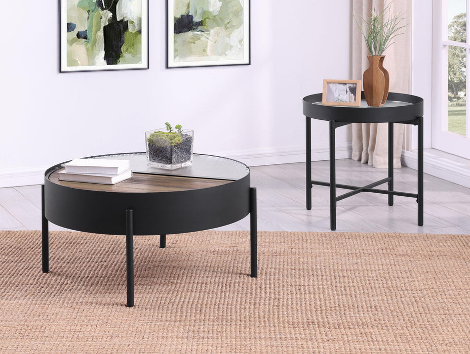 Ozella 2-piece Round Coffee and End Table Set Sandy Black