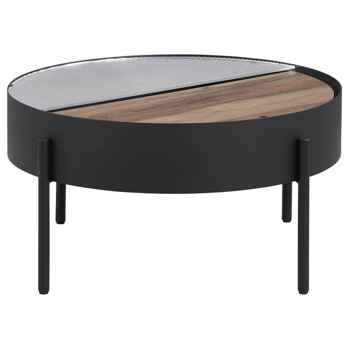 Ozella 3-piece Round Coffee and End Table Set Sandy Black