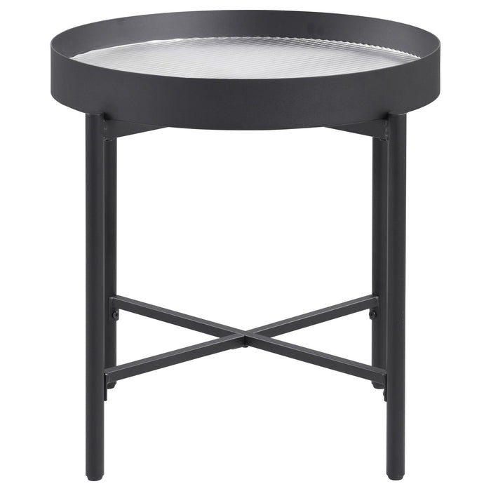 Ozella 3-piece Round Coffee and End Table Set Sandy Black