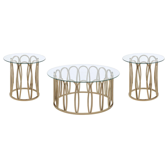 Monett 3-piece Coffee and End Table Set Chocolate Chrome