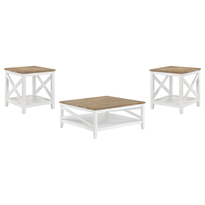 Hollis 3-piece Square Coffee and End Table Set White