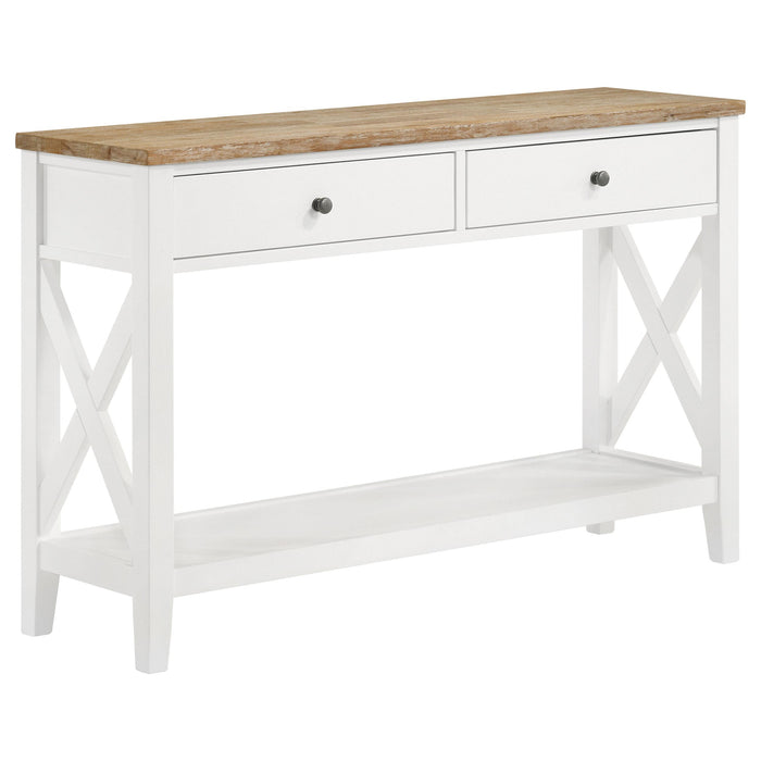 Hollis 2-drawer Wood Entryway Console Table Brown and White