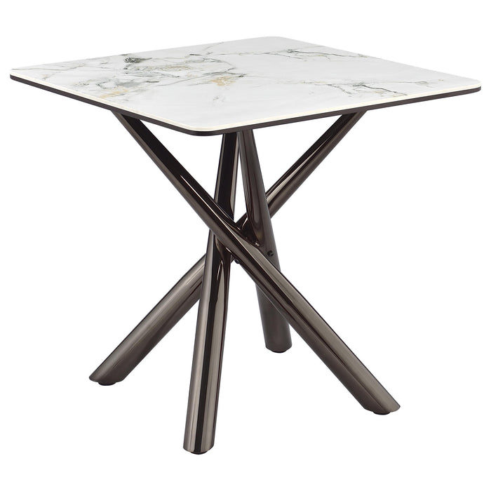 Carvell Square Sintered Stone End Side Table Mirage White