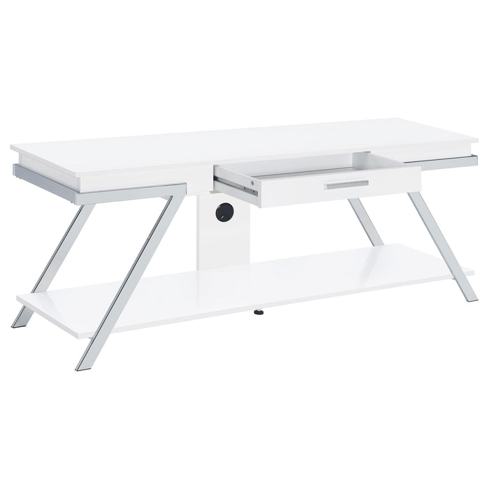 Marcia 1-drawer Wood 60-inch TV Stand White High Gloss