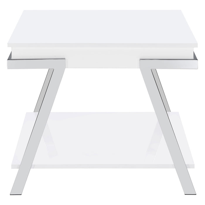 Marcia Rectangular Side End Table White High Gloss