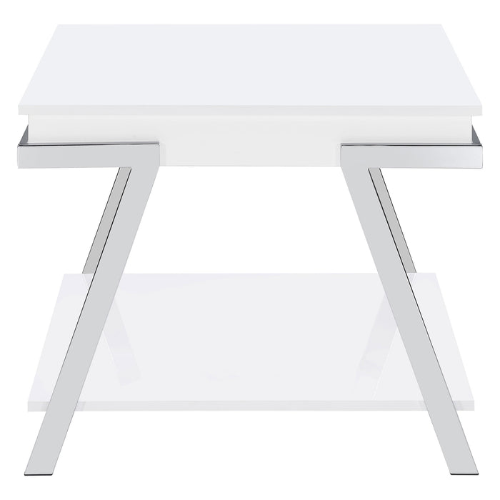 Marcia Rectangular Side End Table White High Gloss