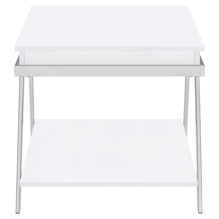 Marcia Rectangular Side End Table White High Gloss