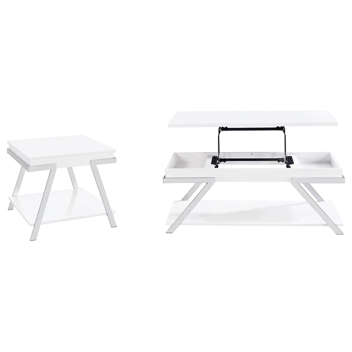 Marcia 2-piece Coffee and End Table Set White High Gloss