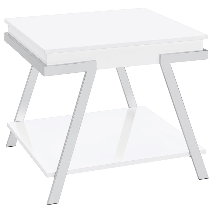 Marcia 2-piece Coffee and End Table Set White High Gloss