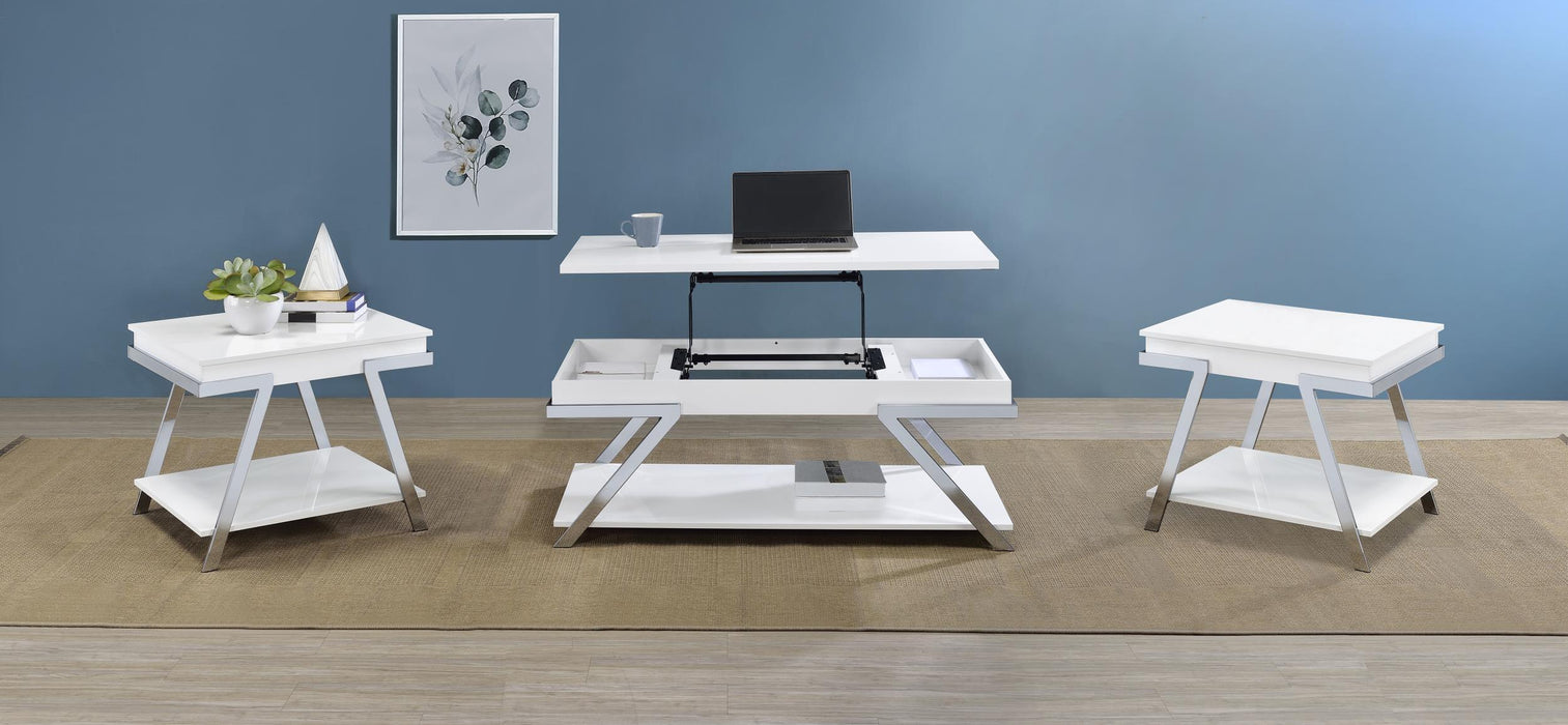 Marcia 3-piece Coffee and End Table Set White High Gloss