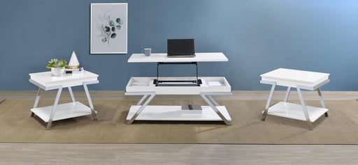 Marcia 3-piece Coffee and End Table Set White High Gloss