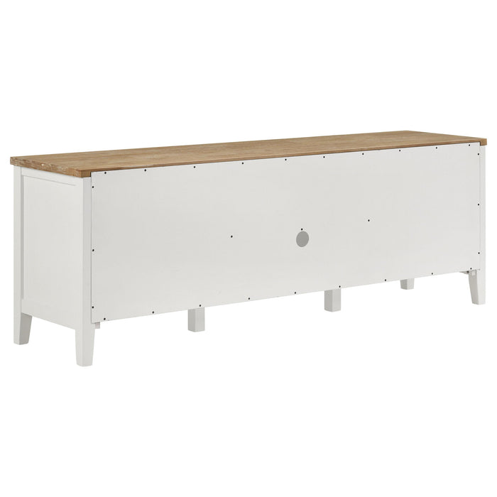 Hollis 2-door Wood 67-inch TV Stand with Drawer Brown and White