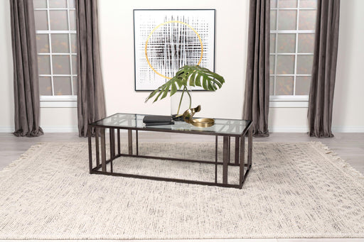 Adri Rectangular Glass Top Coffee Table Black Nickel