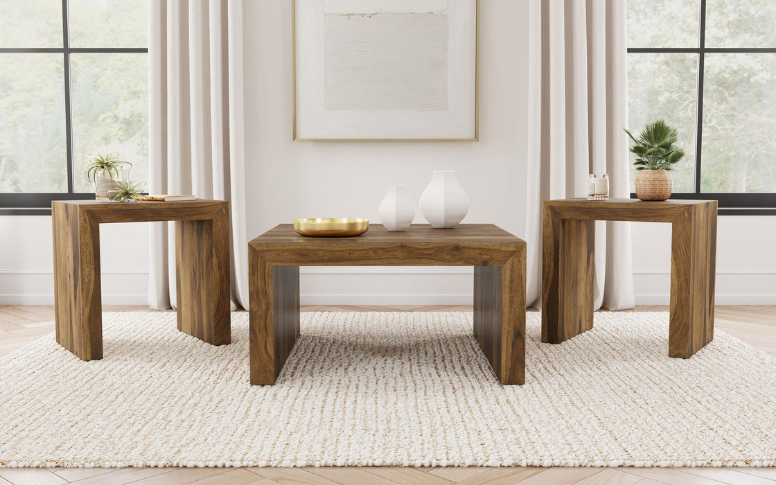 Odilia 3-piece Solid Wood Coffee and End Table Set Auburn