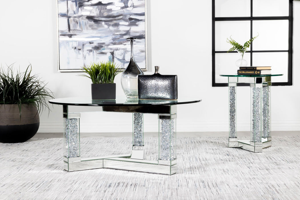 Octave Square Glass Top Mirrored Acrylic End Table Silver