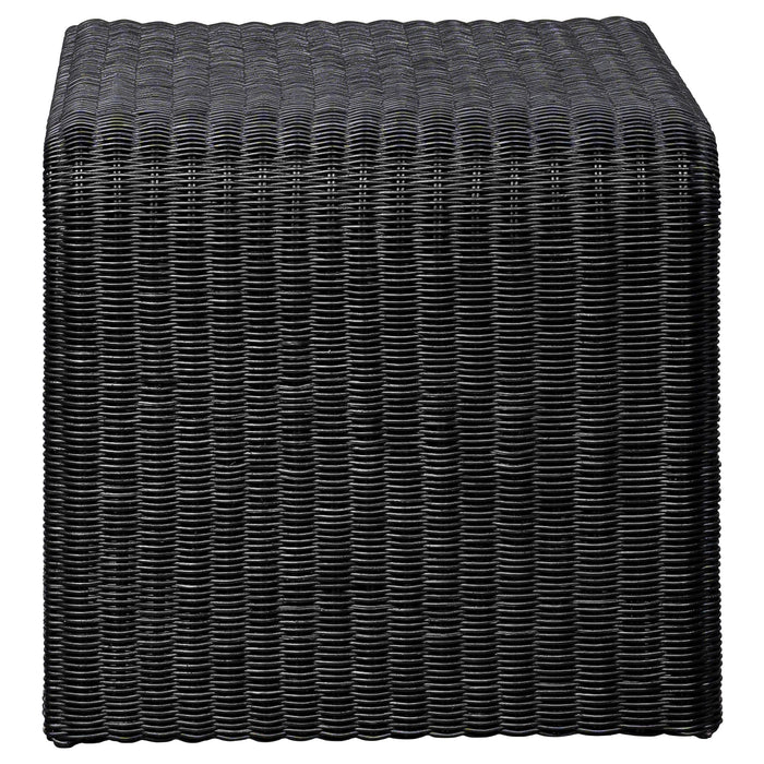 Cahya Woven Rattan Square End Table Black