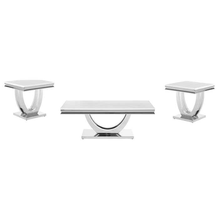 Kerwin 3-piece Rectangular Coffee and End Table Set Chrome
