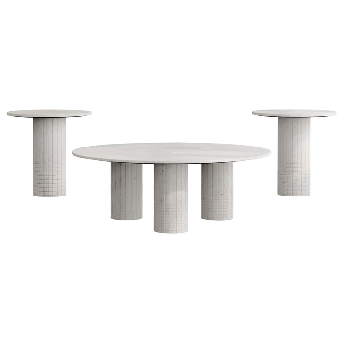 Astoria 3-piece Marble Coffee and End Table Set White