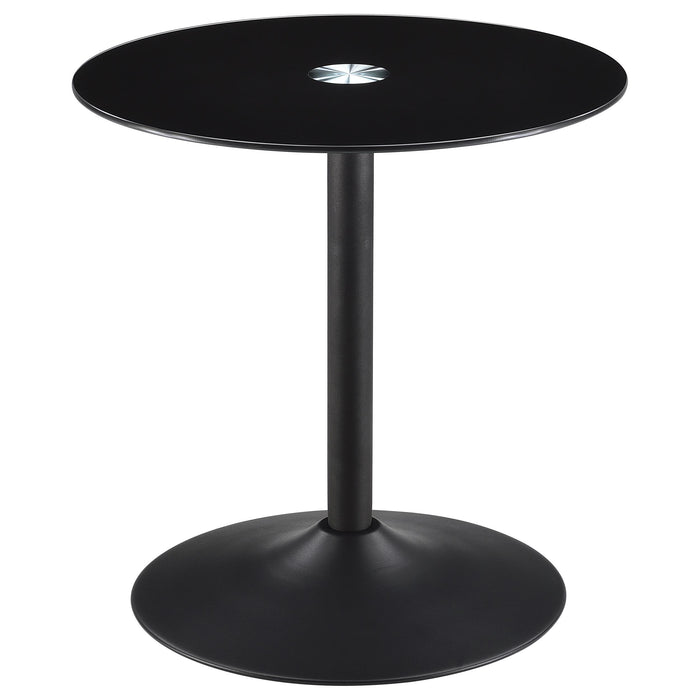 Ganso 2-piece Round Glass Top Coffee and End Table Set Black