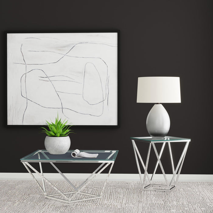 Brittania 2-piece Square Coffee and End Table Set Nickel