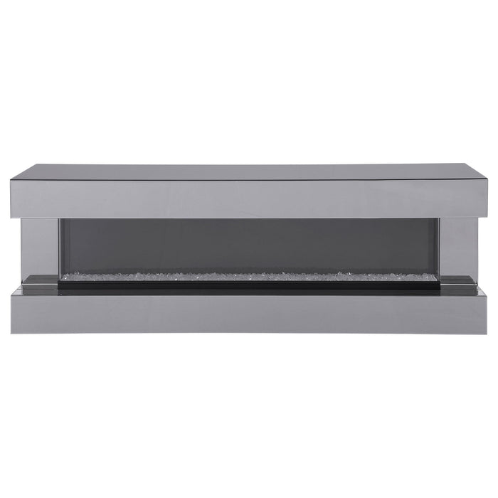 Vallerie 71-inch TV Stand with Visual Flame Box Grey Mirror