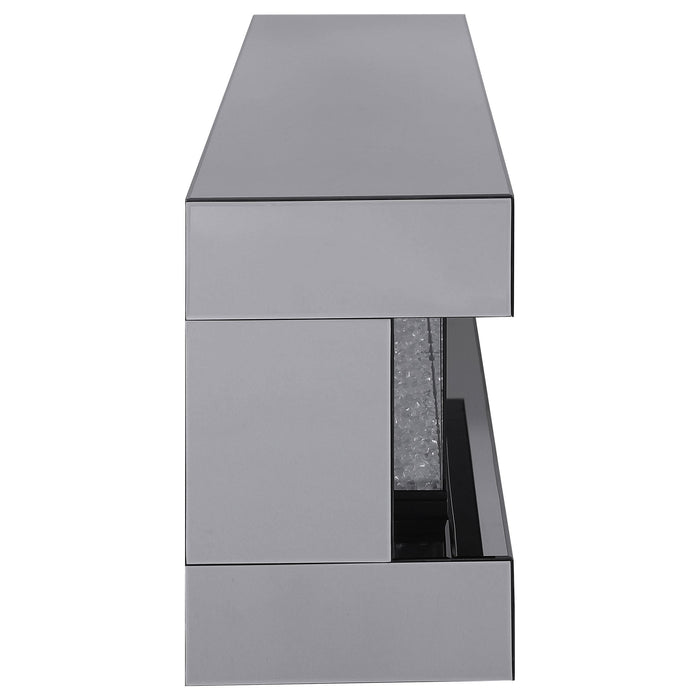 Vallerie 71-inch TV Stand with Visual Flame Box Grey Mirror