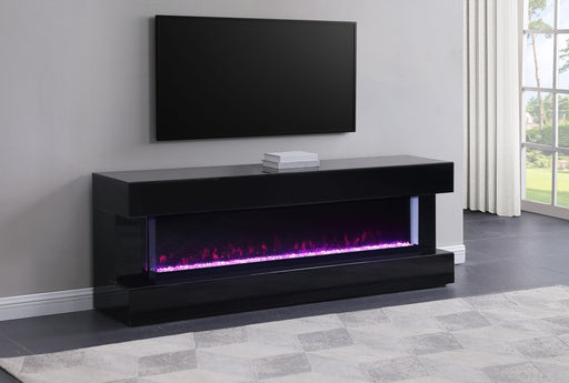 Vallerie 71-inch TV Stand with Visual Flame Box Black