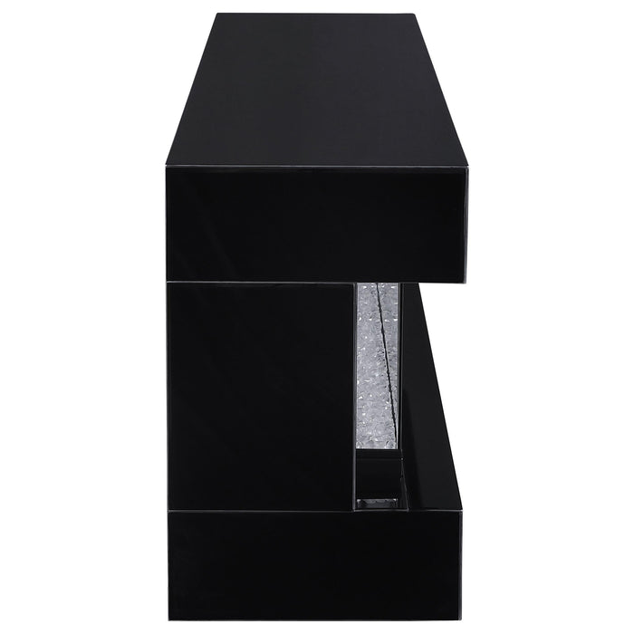 Vallerie 71-inch TV Stand with Visual Flame Box Black