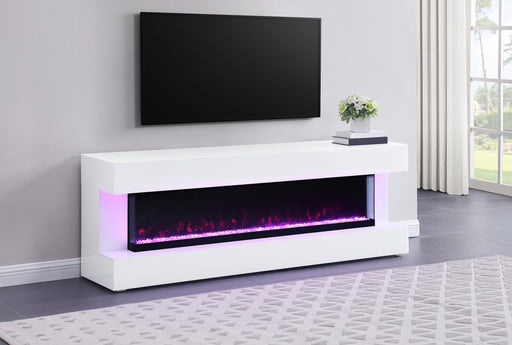 Vallerie 71-inch TV Stand with Visual Flame Box White