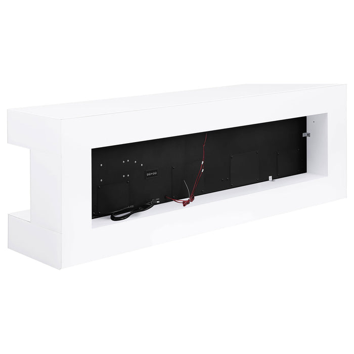Vallerie 71-inch TV Stand with Visual Flame Box White