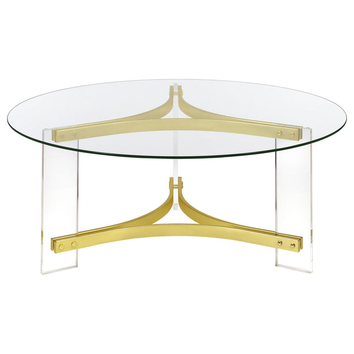 Janessa 2-piece Acrylic Coffee and End Table Set Matte Brass