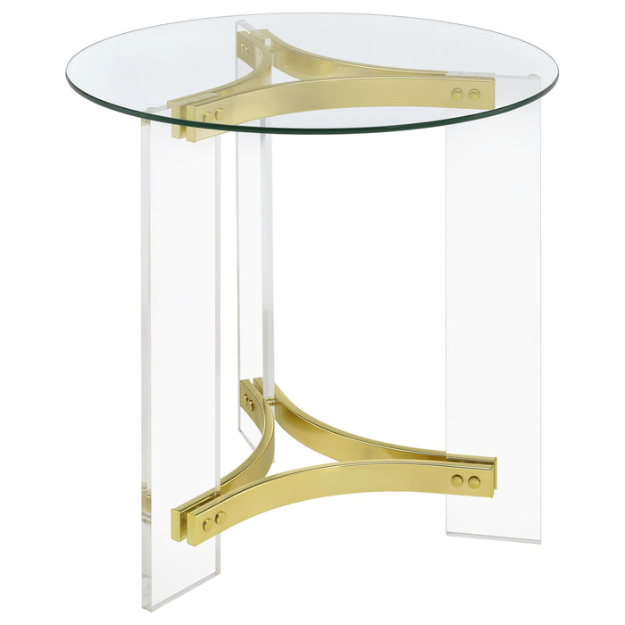 Janessa 3-piece Acrylic Coffee and End Table Set Matte Brass