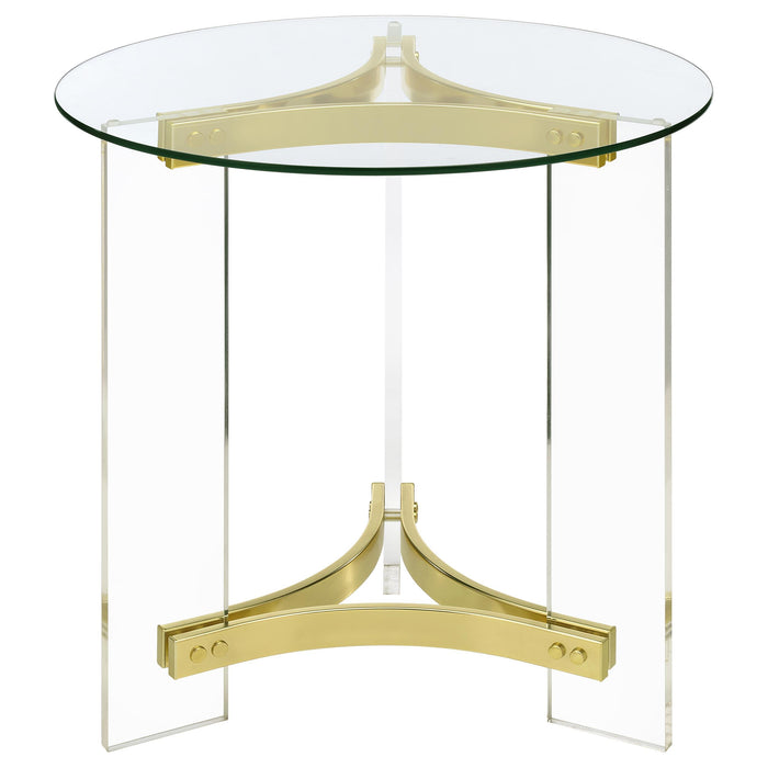 Janessa 3-piece Acrylic Coffee and End Table Set Matte Brass